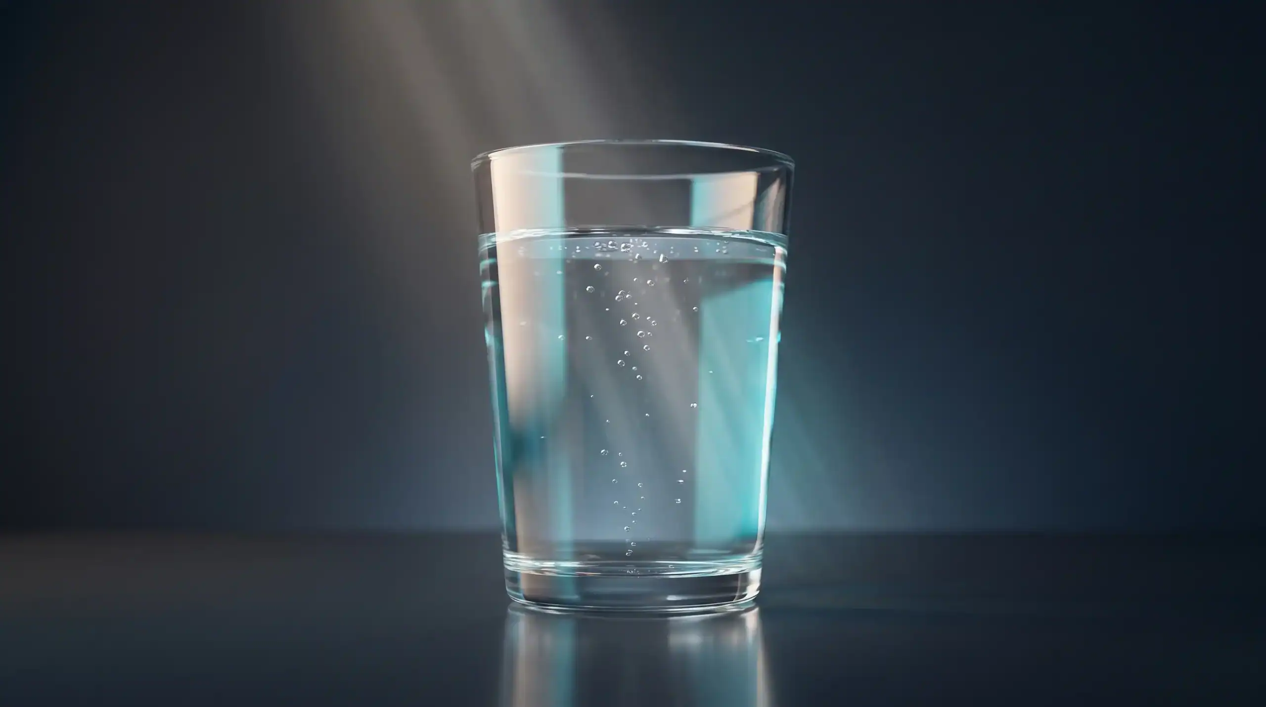 Bicchiere d'acqua cristallina con bollicine